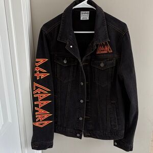 Def Leppard Dark Grey/Black Denim Jacket Logos Size Medium